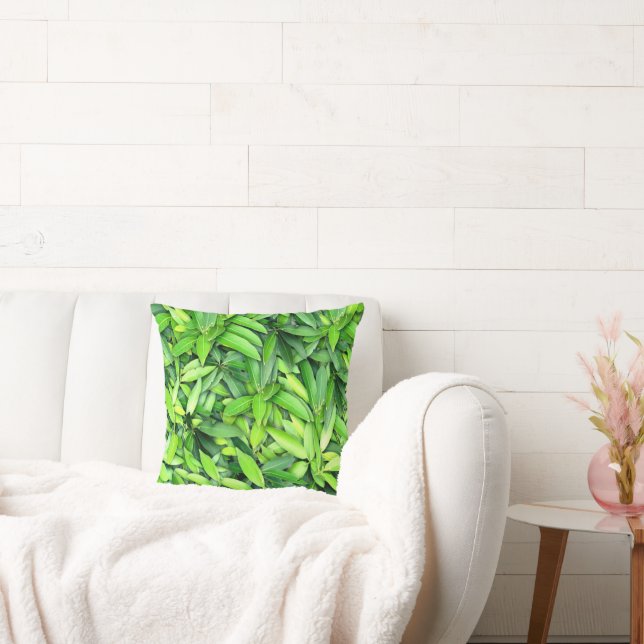 Lush Green Leaves Pattern – Nature Botanical  Cushion (Couch)