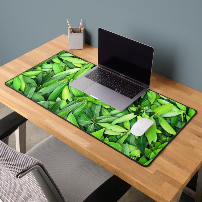 Lush Green Leaves Pattern – Nature Botanical  Desk Mat (Office 2)