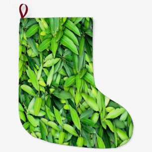 Lush Green Leaves Pattern – Nature Botanical Large Christmas Stocking