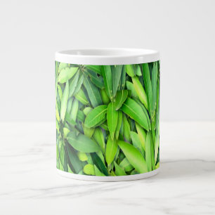 Lush Green Leaves Pattern – Nature Botanical Large Coffee Mug