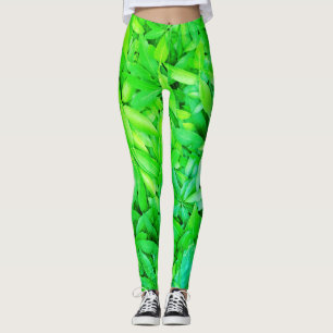 Lush Green Leaves Pattern – Nature Botanical  Leggings