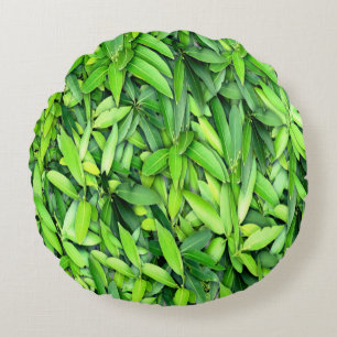 Lush Green Leaves Pattern – Nature Botanical Round Cushion