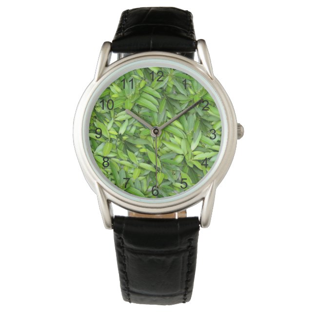 Lush Green Leaves Pattern – Nature Botanical  Watch (Front)