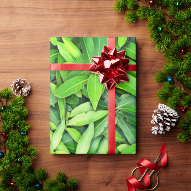 Lush Green Leaves Pattern – Nature Botanical  Wrapping Paper (Holiday Gift)