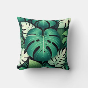 Lush green monstera leaves Pillow
