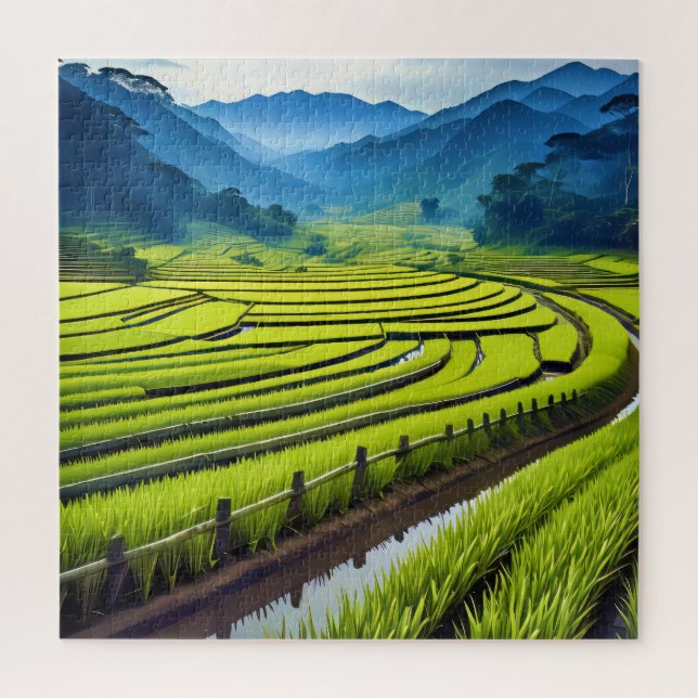 Lush green rice fields jigsaw puzzle (Vertical)