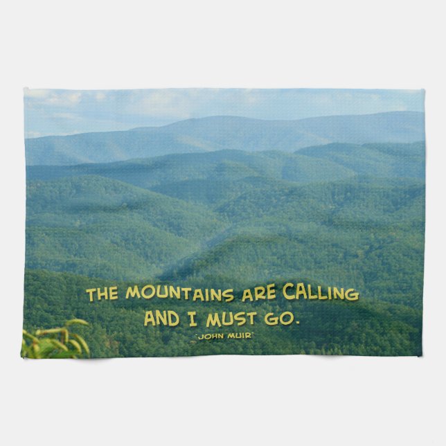 Lush Green Smoky Mtns /Mtns Calling! Tea Towel (Horizontal)