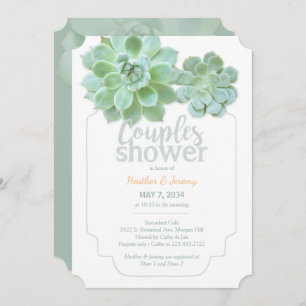 Lush Green Succulents Couples Shower Invitation