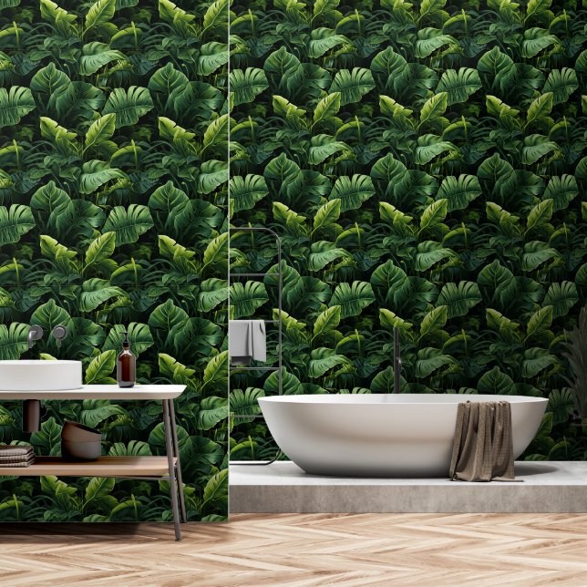 Lush Green Tropical Forest Wallpaper (Bathroom)