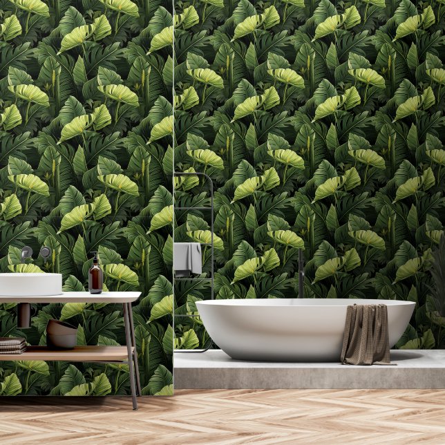 Lush Green Tropical Forest Wallpaper (Bathroom)
