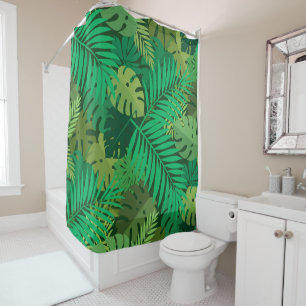 Lush Green Tropical Jungle Foliage Shower Curtain