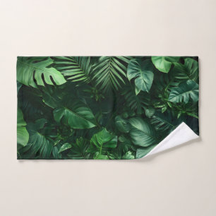 Lush Green Tropical Leaves  Hand Towel