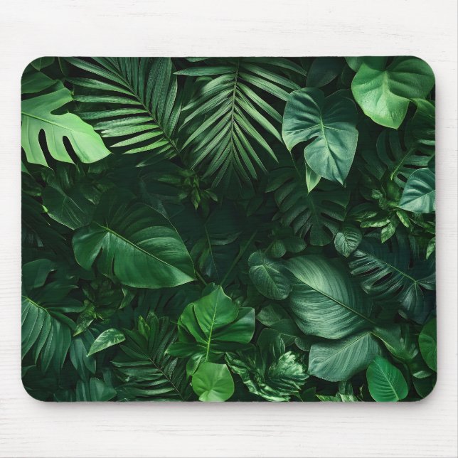 Lush Green Tropical Leaves  Mouse Pad (Front)