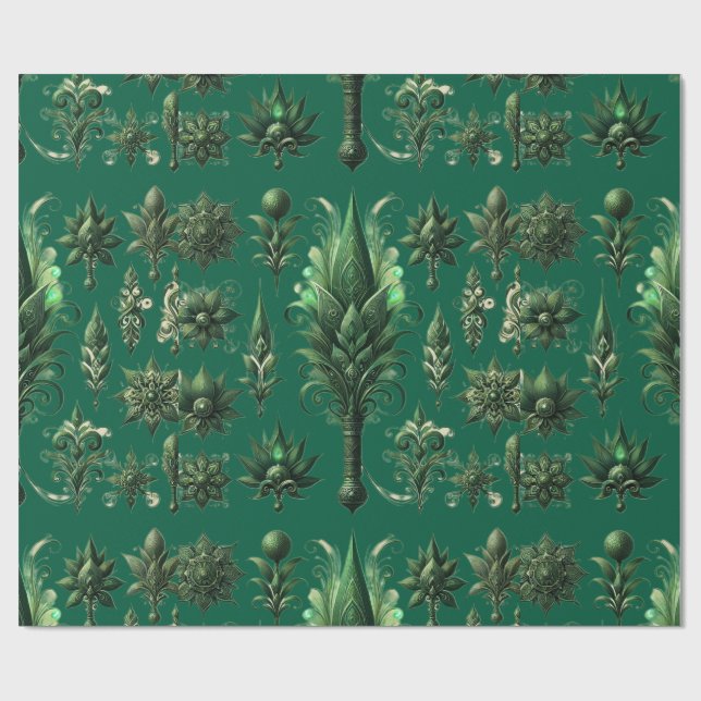 "Lush Green Velvet: Luxury Gift Paper Design" (Flat)