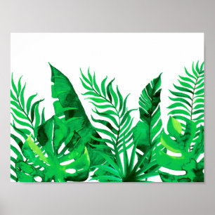 Lush Green - Watercolor Tropical Foliage - Poster
