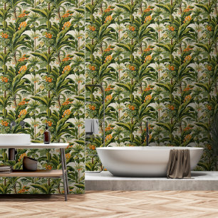 Lush Green & Yellow Tropical Forest Wallpaper