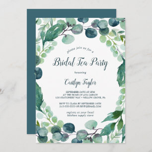 Lush Greenery and Eucalyptus Bridal Tea Party Invitation