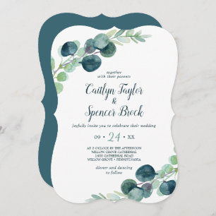 Lush Greenery and Eucalyptus Casual Wedding Invitation