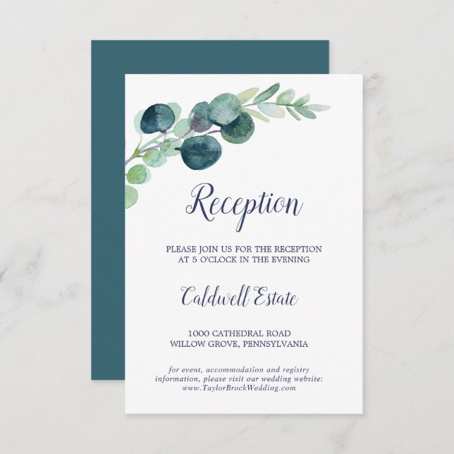 Lush Greenery and Eucalyptus Reception Insert Card (Front/Back)