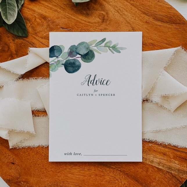 Lush Greenery and Eucalyptus Wedding Advice Card (Creator Uploaded)