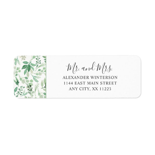 Lush Greenery Botanical MR & MRS return address Label (Front)