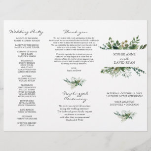 Lush Greenery Frame Tri+Fold Wedding Program Flyer