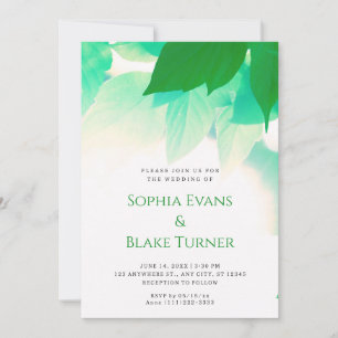 Lush Greenery Modern Botanical White Wedding Invitation