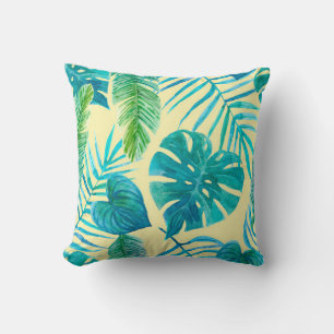 Lush greenery of tropical plants from jungle. Endl Cushion