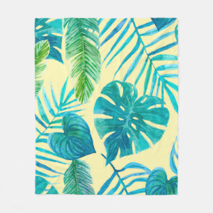 Lush greenery of tropical plants from jungle. Endl Fleece Blanket