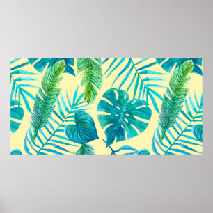 Lush greenery of tropical plants from jungle. Endl Poster
