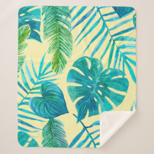 Lush greenery of tropical plants from jungle. Endl Sherpa Blanket