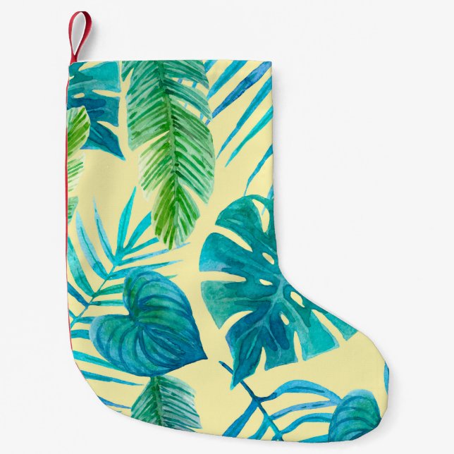 Lush greenery of tropical plants from jungle. Endl Small Christmas Stocking (Front)