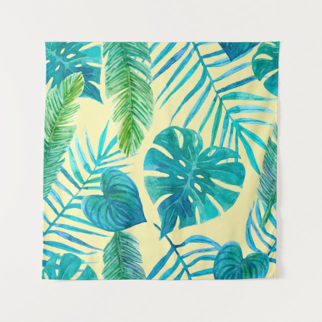 Lush greenery of tropical plants from jungle. Endl Tapestry (Front)