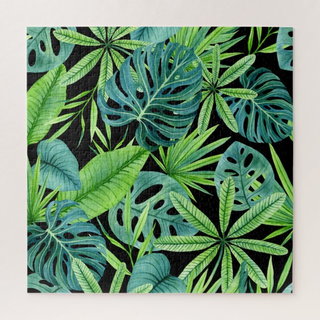 Lush Greenery: Tropical Plant Pattern Jigsaw Puzzle (Vertical)