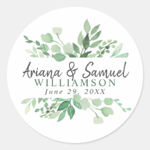 Lush Greenery wedding favour sticker