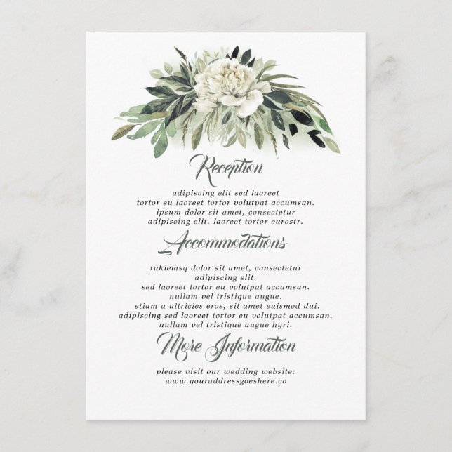 Lush Greenery Wedding Information Guest Enclosure Card (Front)
