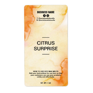 Lush Ink Orange Soy Wax Melt Labels