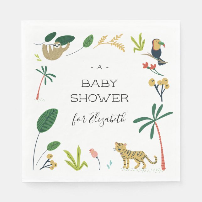 Lush Jungle Baby Shower Napkin (Front)