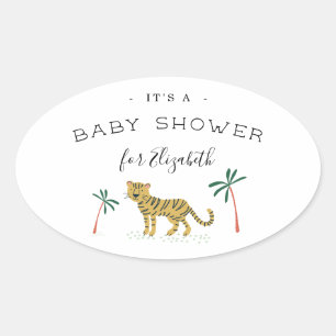 Lush Jungle Baby Shower Oval Sticker
