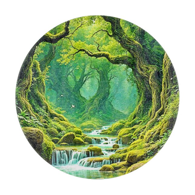 Lush Jungle Waterfall Bliss Cutting Board (Front)