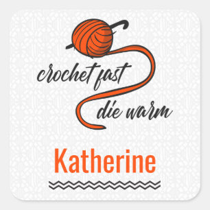 Lush Lava Orange Crochet Fast, Die Warm Square Sticker