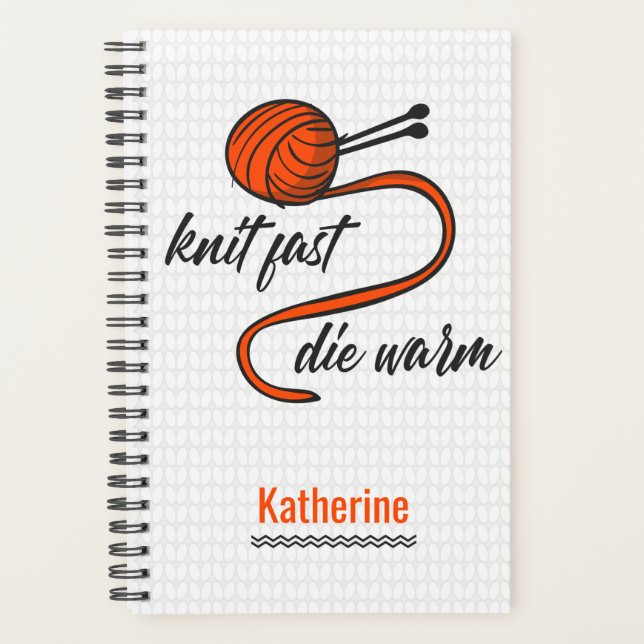 Lush Lava Orange Knit Fast, Die Warm Planner (Front)