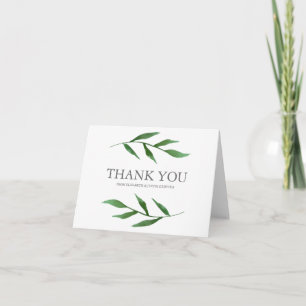 Lush Leaves Elegant Watercolor Wedding Thank You Card