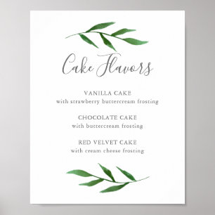 Lush Leaves Elegant Wedding Cake Flavours Menu Sig Poster