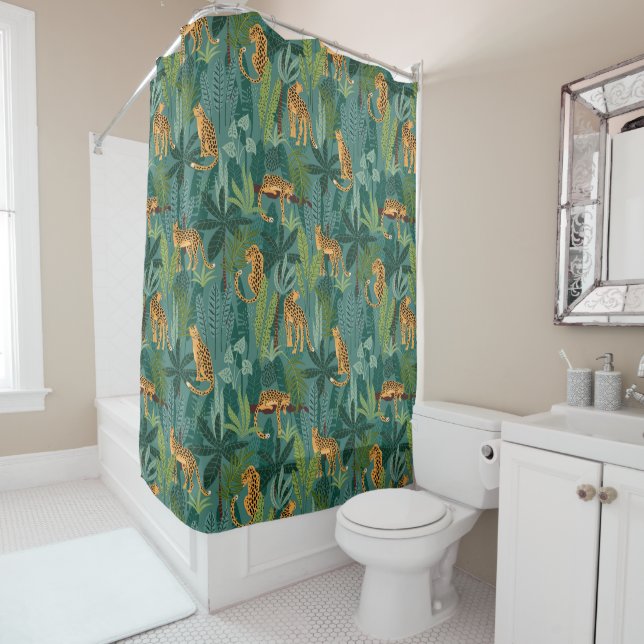 Lush Leopard Jungle Shower Curtain (In Situ)