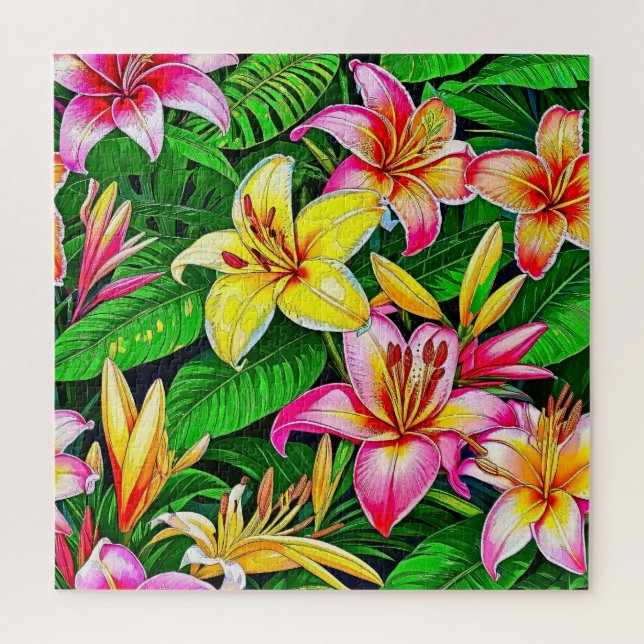 Lush Lilies in Full Bloom Jigsaw Puzzle (Vertical)