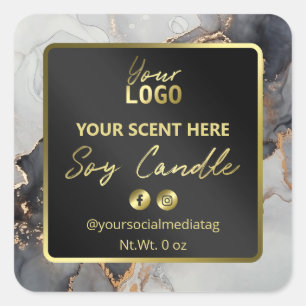 Lush Luxury Ink Black And Gold Soy Candle Labels