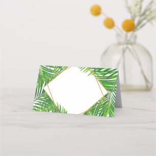 Lush Modern Tropical Palm Leaf Geometric Frame Place Card