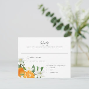 Lush Orange Blossom Greenery Wedding RSVP Card