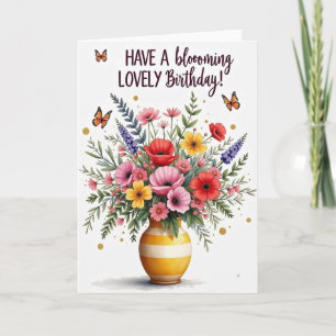 Lush Painted Blooms Birthday Card